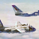 An S-3 Viking flies alongside a Grumman S-2 Tracker, the aircraft it replaced, in 1976 (US Navy)